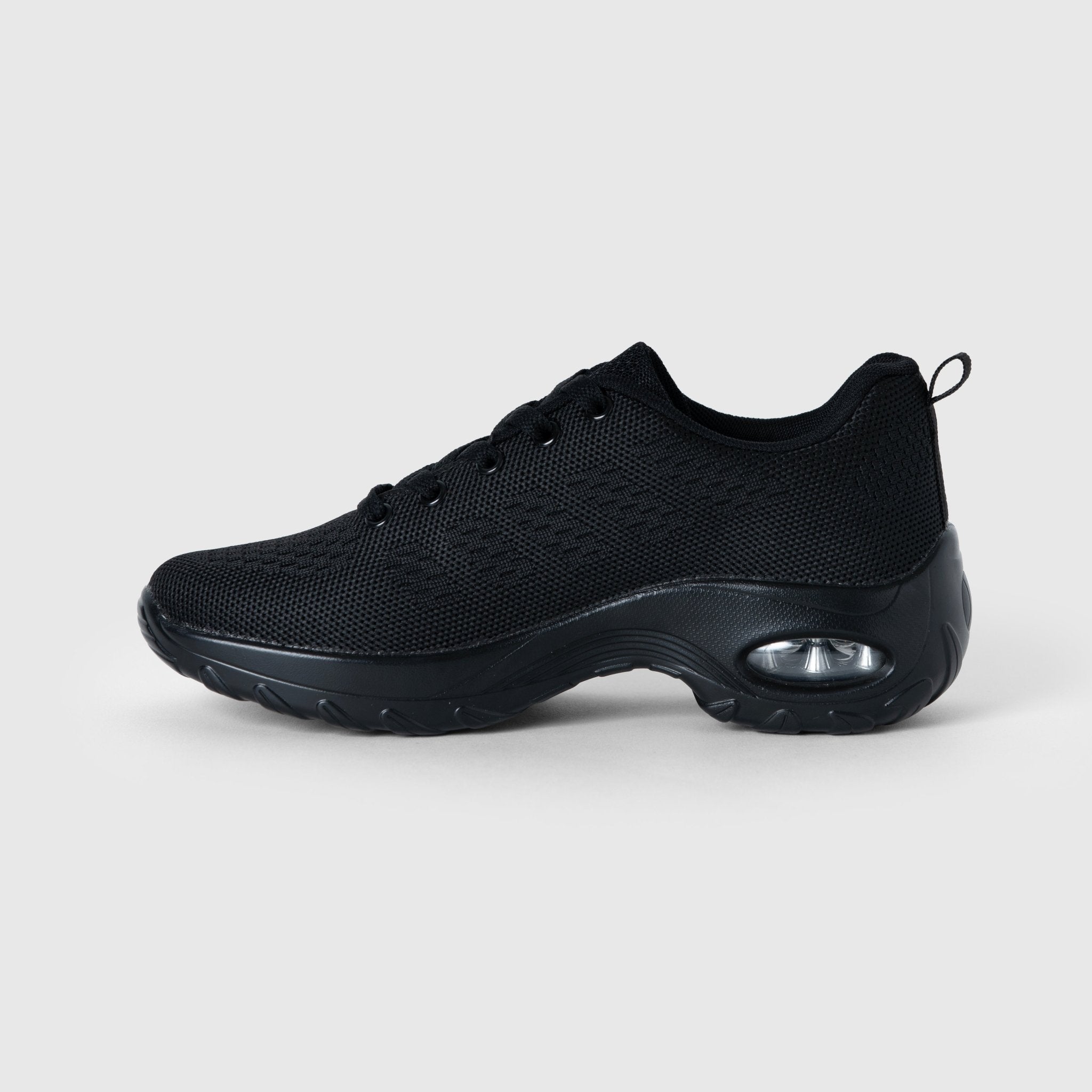 Bequeme Damen Turnschuhe aus Stretchmaterial – Atmungsaktive Sneaker in Schwarz mit Rutschfester Sohle und Breiter Zehenbox 0