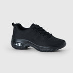 Bequeme Damen Turnschuhe aus Stretchmaterial – Atmungsaktive Sneaker in Schwarz mit Rutschfester Sohle und Breiter Zehenbox 2