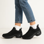 Bequeme Damen Turnschuhe aus Stretchmaterial – Atmungsaktive Sneaker in Schwarz mit Rutschfester Sohle und Breiter Zehenbox 5